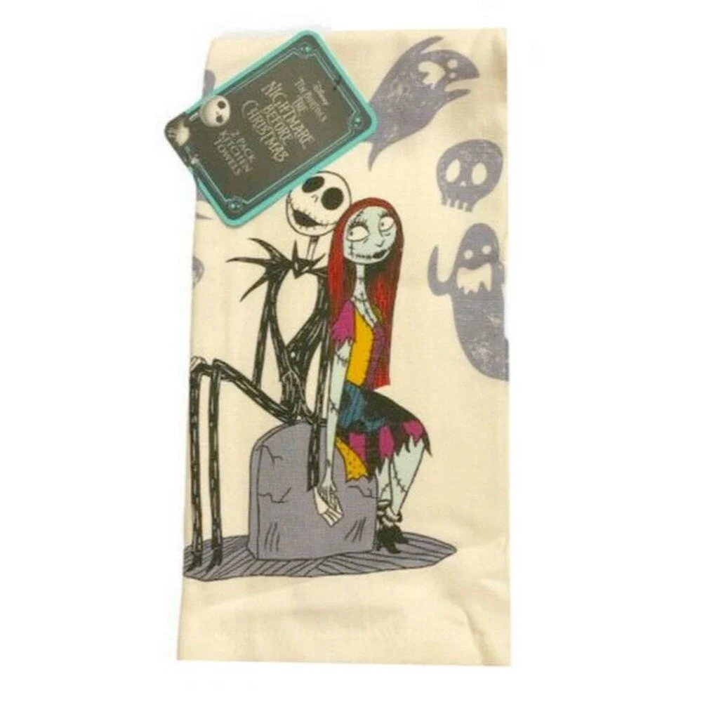 Halloween Disney Jack & Sally Dish Towels Nightmare Before Christmas Set of 2